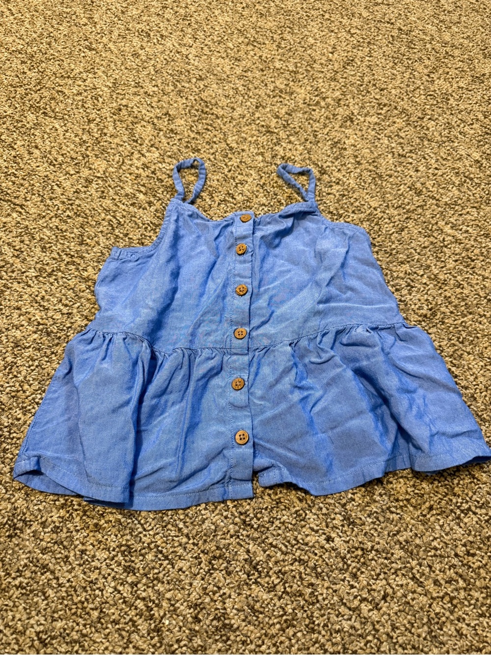 H&M Light Blue Button-Front Ruffle Tank